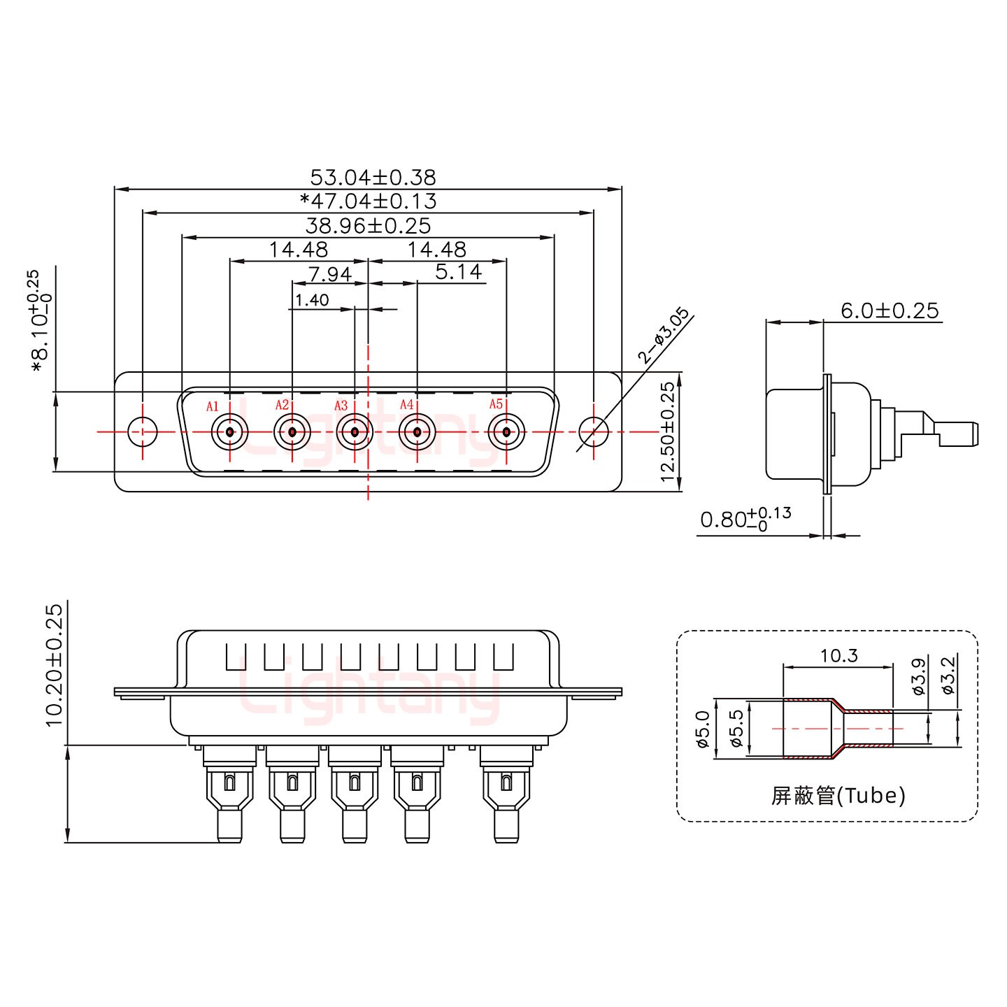 5W5公焊線式75歐姆+25P金屬外殼1657直出線4~12mm