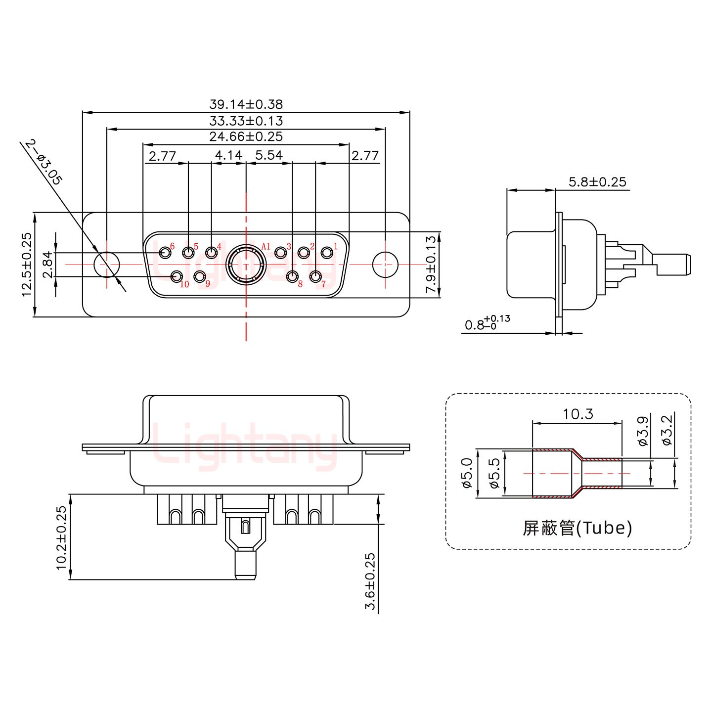 11W1母焊線式75歐姆+15P金屬外殼1664直出線4~12mm