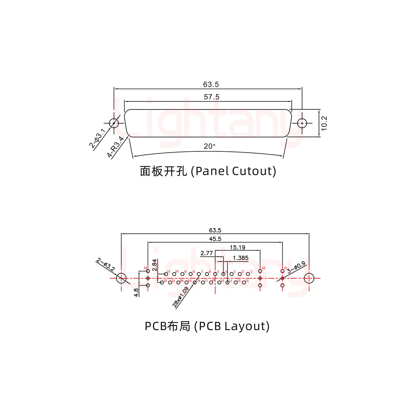 25W3母PCB直插板/鉚魚(yú)叉7.0/射頻同軸75歐姆