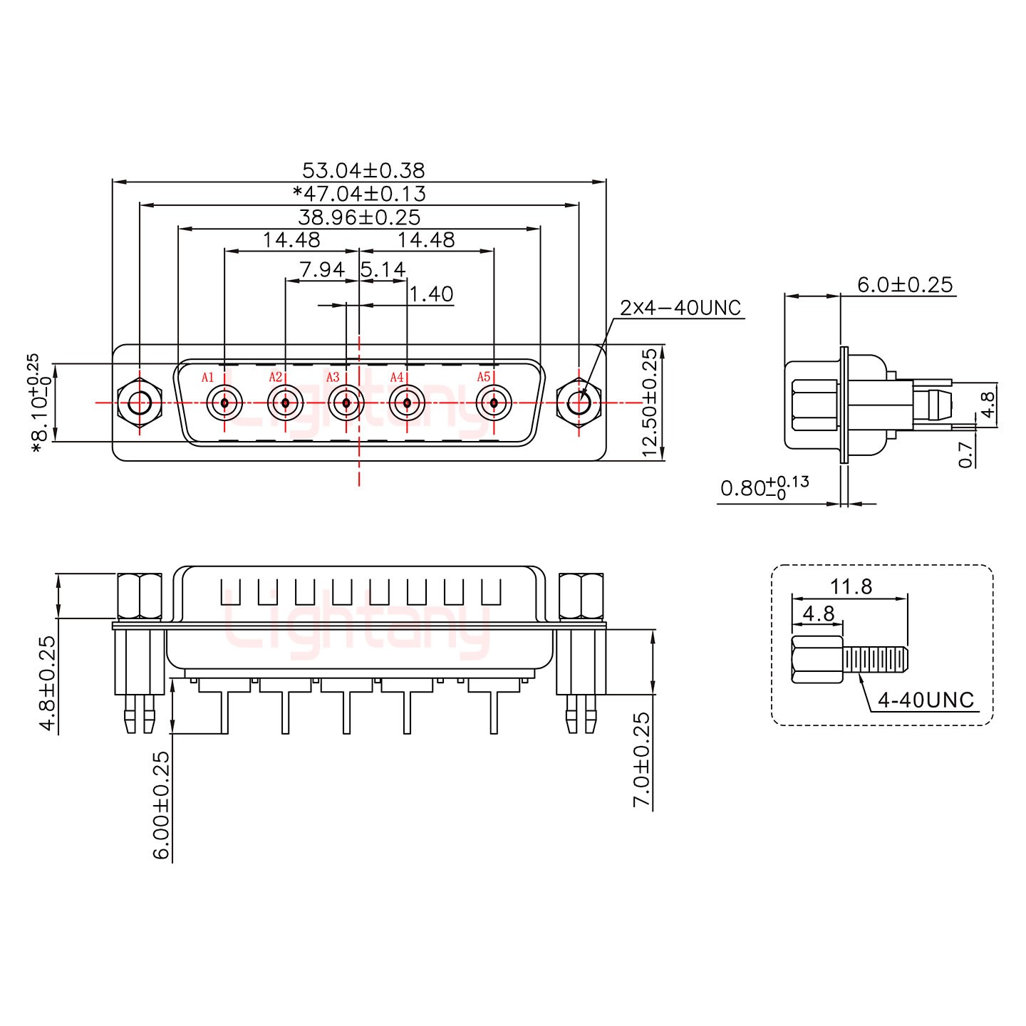 5W5公PCB直插板/鉚魚(yú)叉7.0/射頻同軸50歐姆