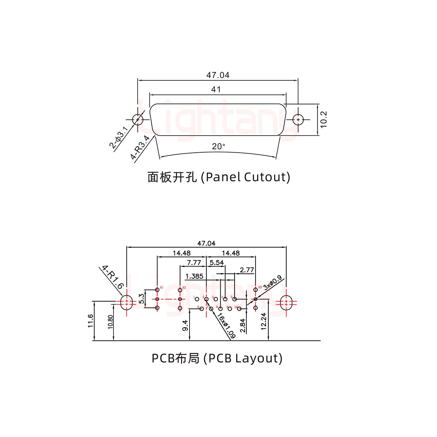 13W3公PCB彎插板/鉚支架10.8/射頻同軸75歐姆