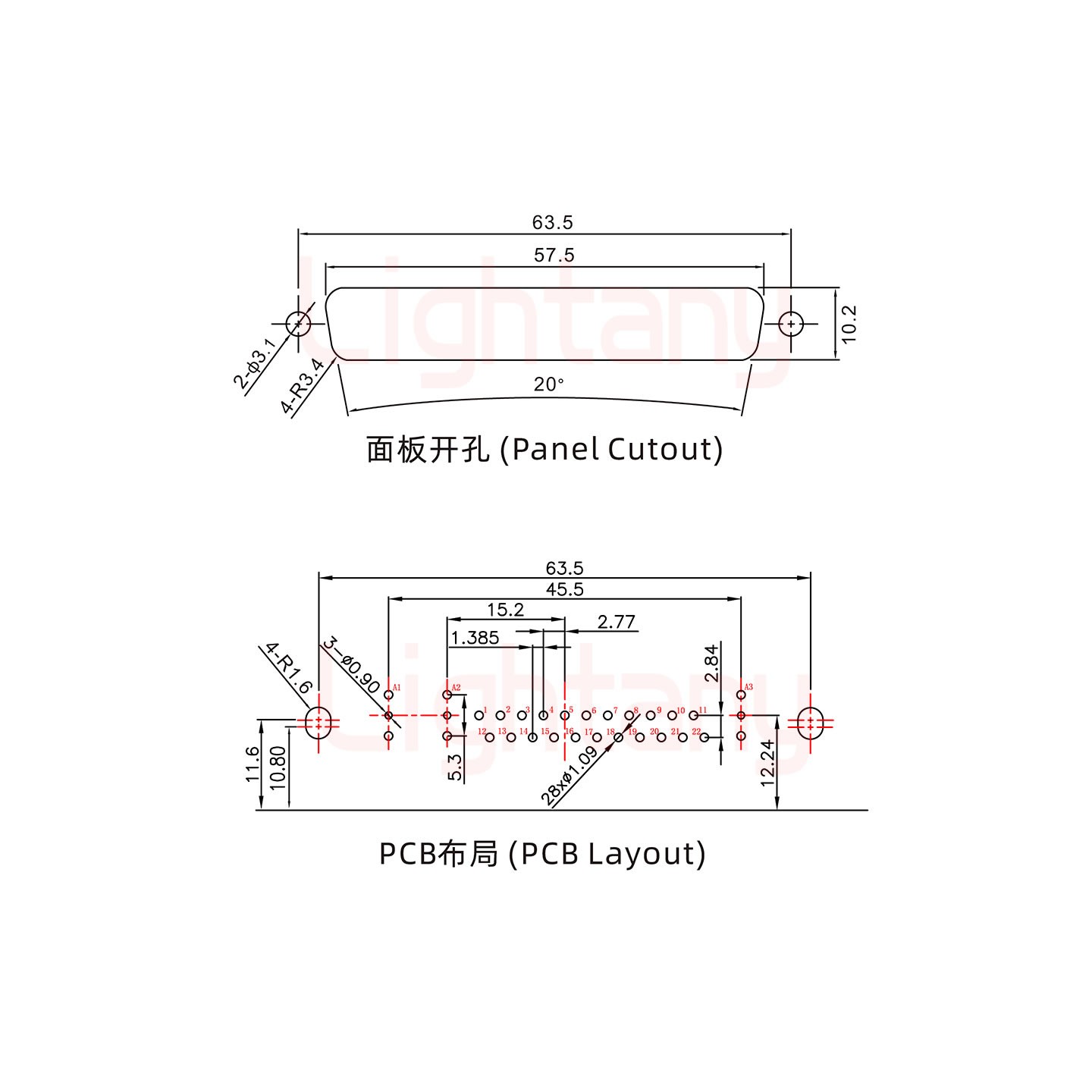 25W3公PCB彎插板/鉚支架10.8/射頻同軸50歐姆