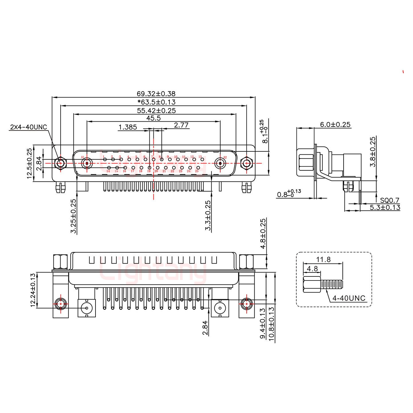 27W2公PCB彎插板/鉚支架10.8/射頻同軸50歐姆