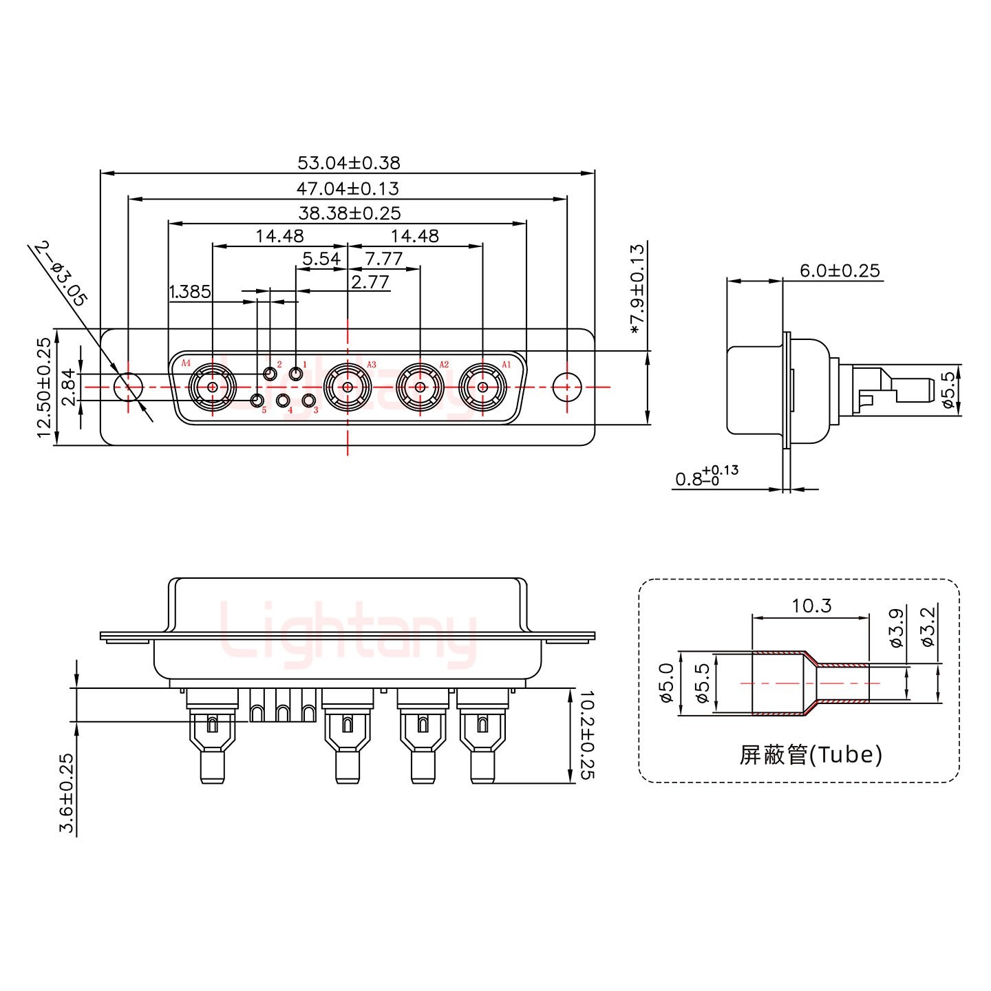 9W4母頭焊線(xiàn)+防水接頭/線(xiàn)徑10~16mm/射頻同軸75歐姆