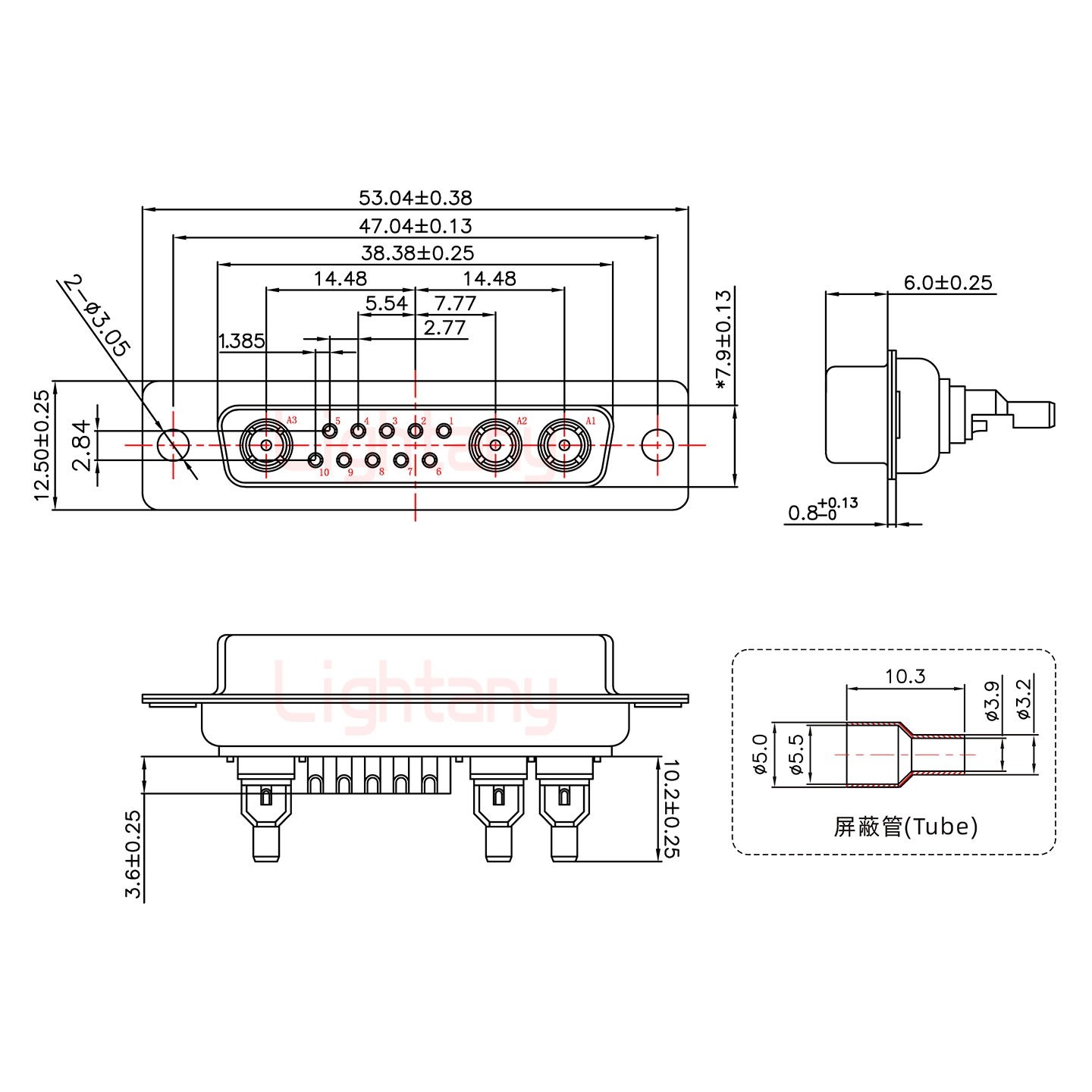 13W3母頭焊線+防水接頭/線徑10~16mm/射頻同軸75歐姆