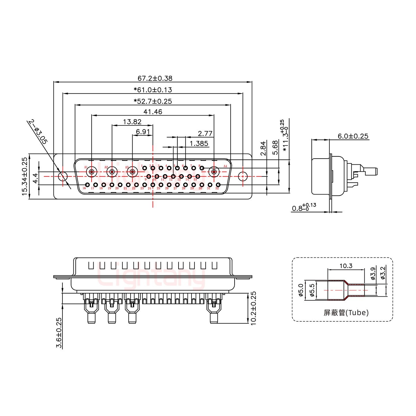 36W4公頭焊線+防水接頭/線徑10~16mm/射頻同軸75歐姆