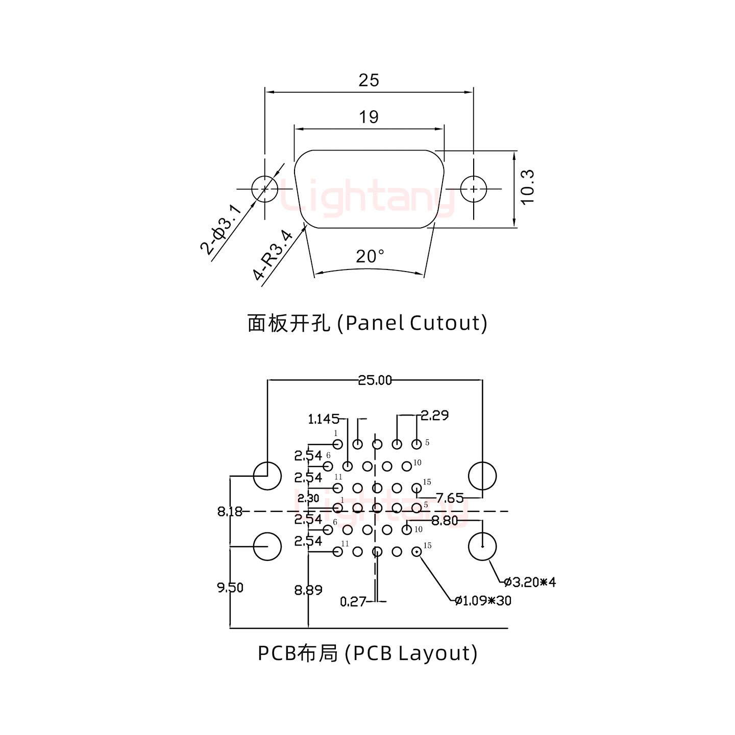 HDR15 公對公 間距19.05車針雙胞胎 D-SUB連接器