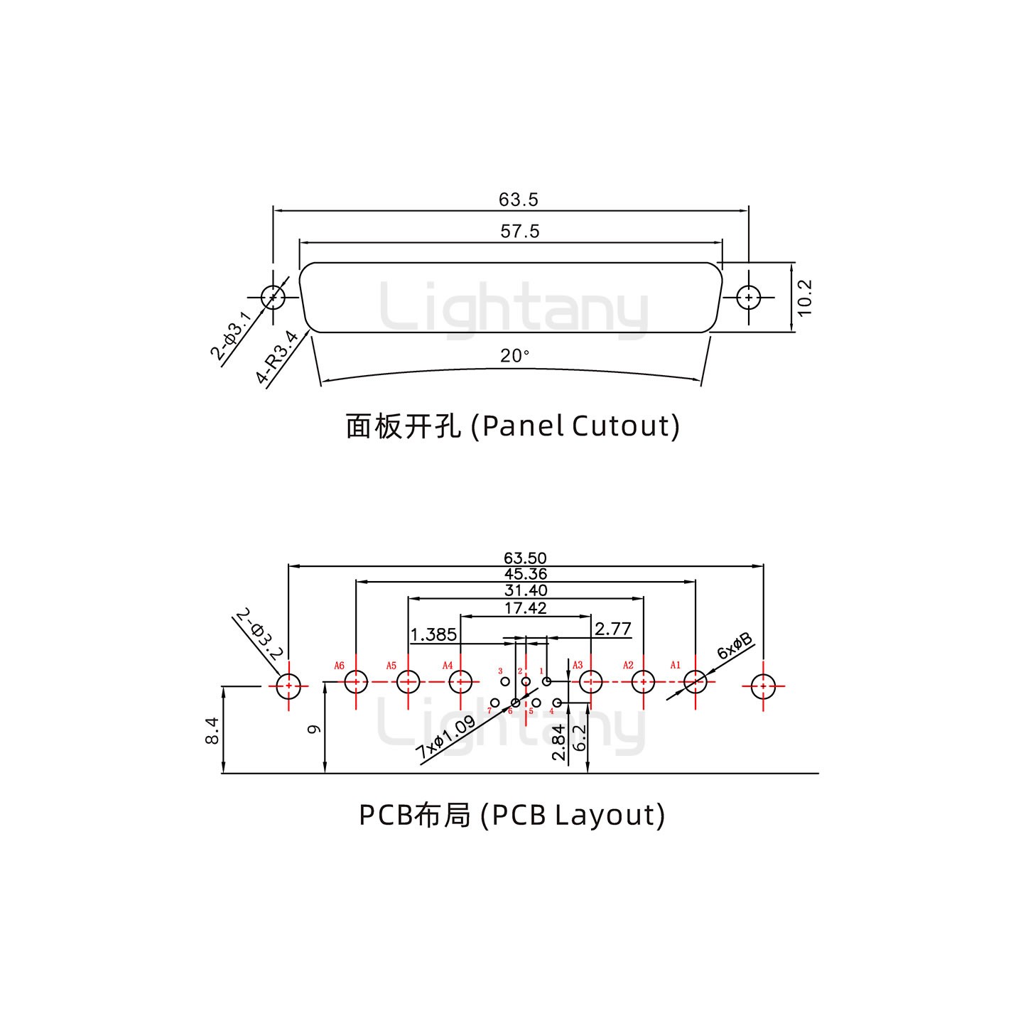 防水13W6A公彎插板/鉚支架/鎖螺絲/大電流40A