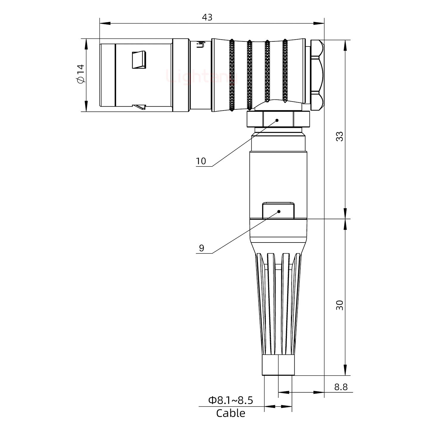 FHG.1K.006.CLAK85Z推拉自鎖帶護(hù)套彎式插頭