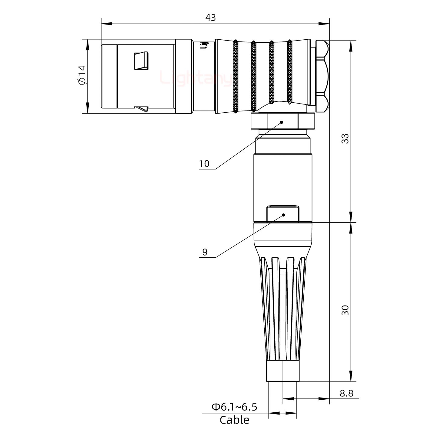 FHG.1K.006.CLAC65Z推拉自鎖帶護(hù)套彎式插頭