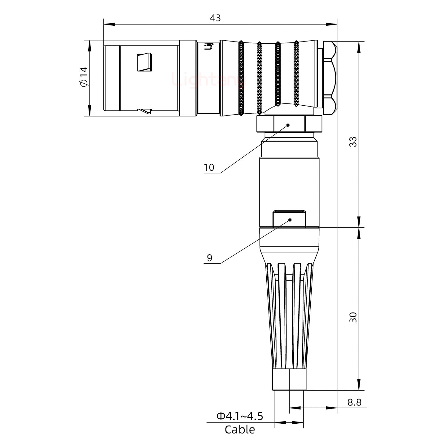 FHG.1K.008.CLAC45Z推拉自鎖帶護(hù)套彎式插頭