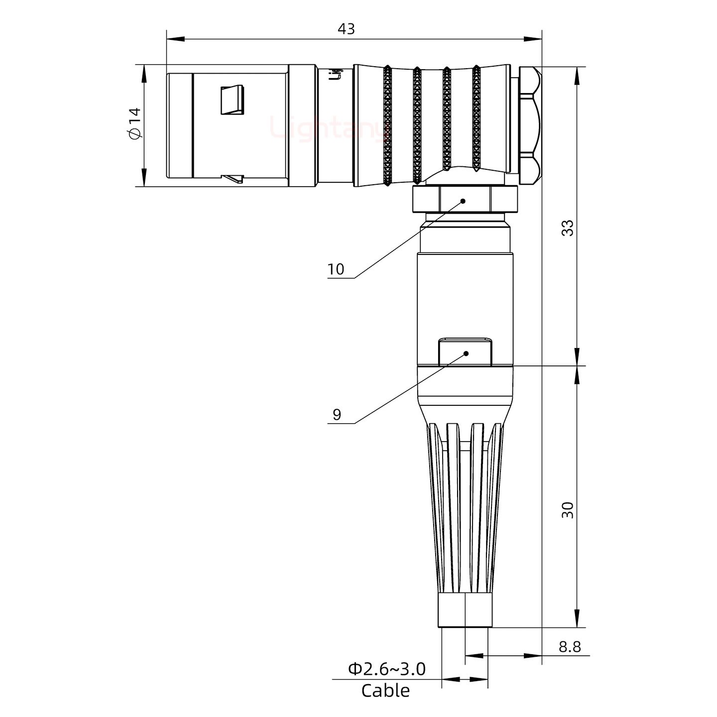 FHG.1K.010.CLAC30Z推拉自鎖帶護(hù)套彎式插頭